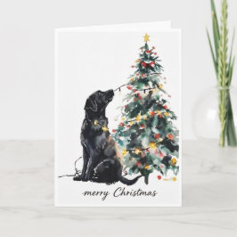 Svart labradors Merry Christmas Kort