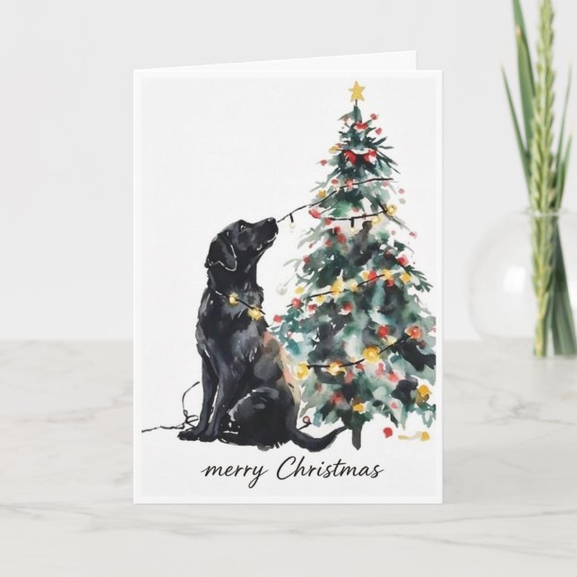 Svart labradors Merry Christmas  Kort (Framsida)