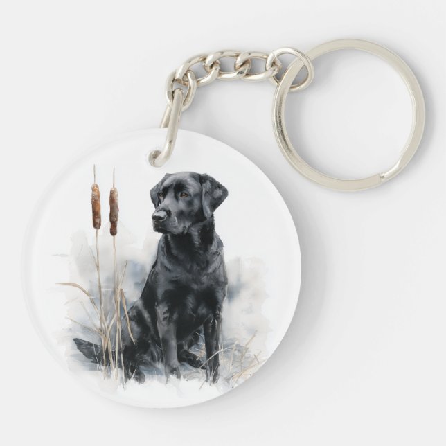 Svart Labradors Retriever Akvarellkonst (Baksidan)