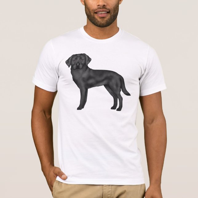 Svart Labradort Retriever Tecknad Hund Illustratio T Shirt (Framsida)