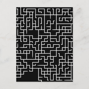 Svart labyrintsdesign vykort