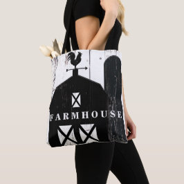 Svart lada vit trä rustik lantgård tygkasse