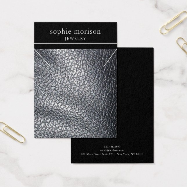 Svart läder av ädelstenar och juveler Visning kort (Kontor)