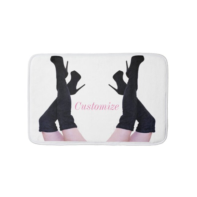 Svart läder, lårhög boot Thunder_Cove Badrumsmatta (Framsidan)