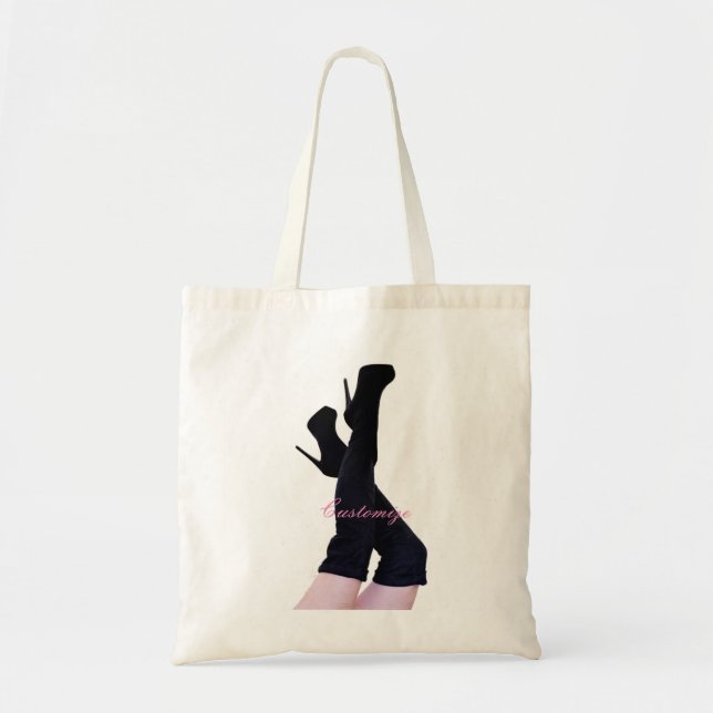 Svart läder, lårhög boot Thunder_Cove Tygkasse (Framsidan)