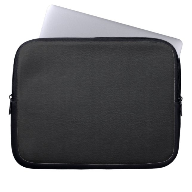 Svart läder Neoprene Laptop sleeve 10 tum (Framsidan)