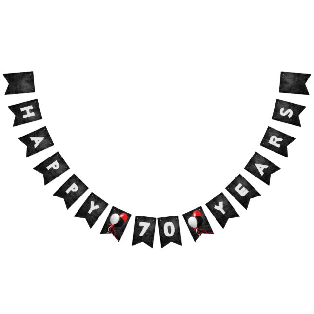 Svart läder och ballonger 70:e födelsedagsfesten vimplar (Alla)