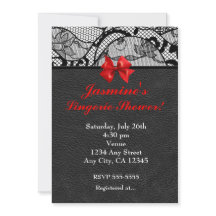 Svart läder- och spetsunderklänningsduschinbjudan