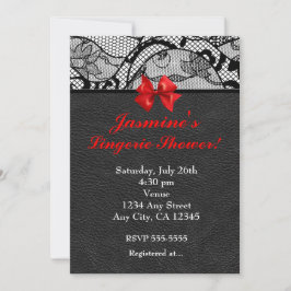 Svart läder- och spetsunderklänningsduschinbjudan inbjudningar