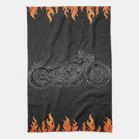 Svart Läder Orange Flammor Het Eld Motorcykel