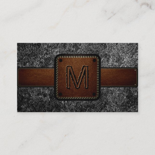 Svart läder Se Brown Monogram Visitkort (Framsida)