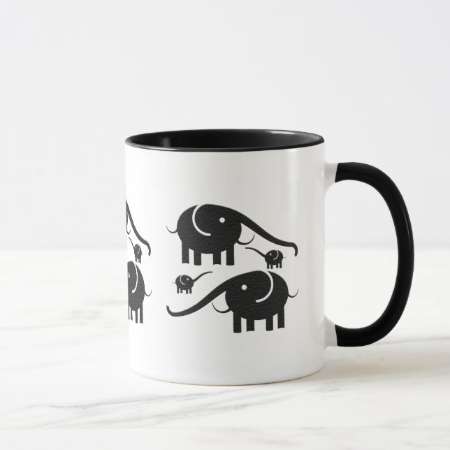 Svart läder ser ut som elefant Illustration Mugg (Höger)