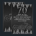 Svart läder Silver Motorcykel 70TH 70 Födelsedag Inbjudningar<br><div class="desc">Anpassa för alla evenemang</div>