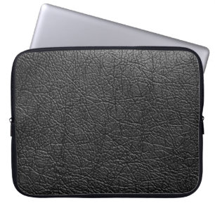 Svart läder: Sömlöst closeup struktur. Laptop Fodral