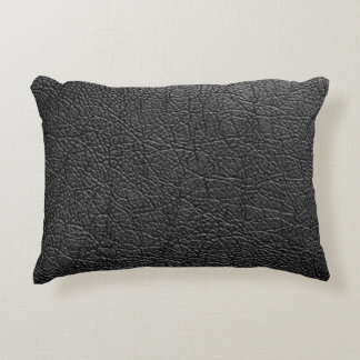 Svart läder: Sömlöst closeup struktur. Prydnadskudde