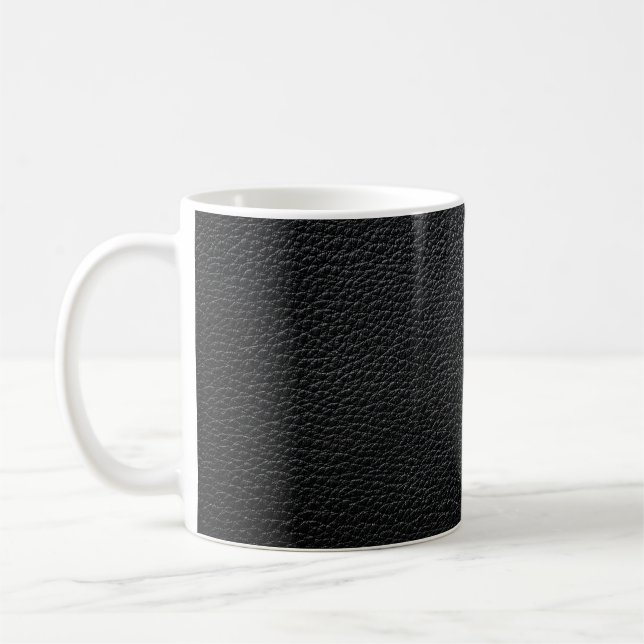 Svart läder, struktur och ryggmärgsläder, textur kaffemugg (Vänster)