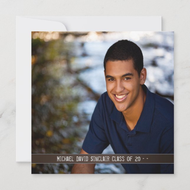 Svart läderboys Photo Studenten-meddelande Inbjudningar (Framsida)