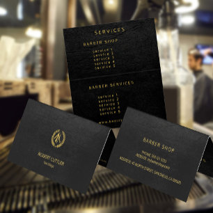 Svart läderutseende i elegant i barber-butiken visitkort