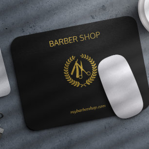 Svart läderutseende i guld i lyxbarber (guld) musmatta