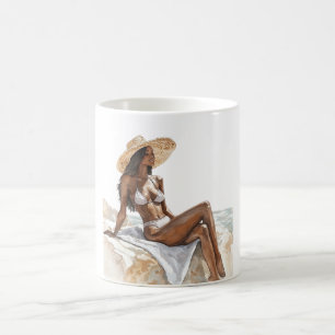 Svart Lady Beach Halmhatt Kaffemugg