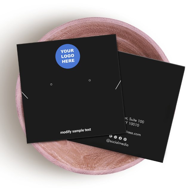 Svart Lägg till Visningen för avläsning av Logotyp Fyrkantigt Visitkort (Skapare uppladdad)