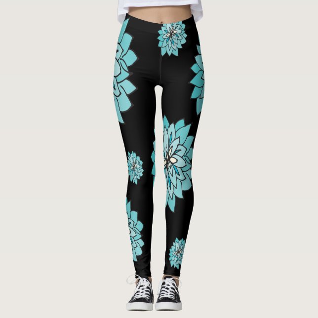 Svart lägga benen på ryggen med grafiska leggings (Framsida)