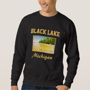 Svart Lake Michigan vykorttröja Långärmad Tröja