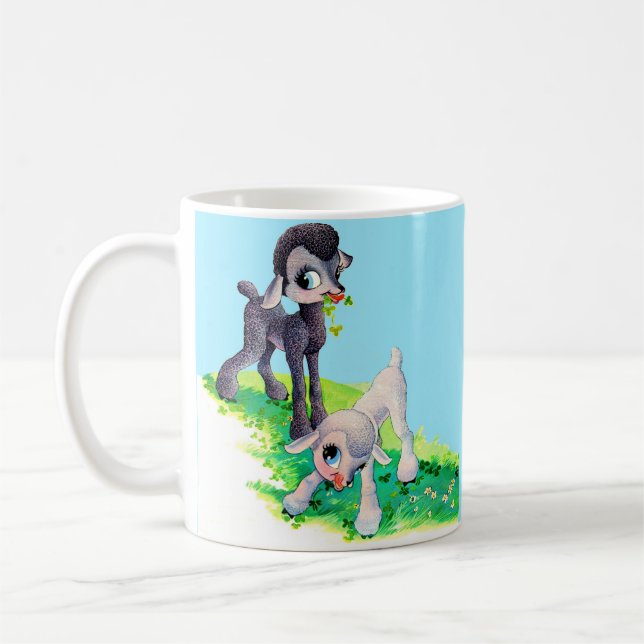 svart lammvitt lamm kaffemugg (Vänster)