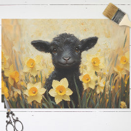 Svart lampa och Gult Daffodils Painting Decoupage