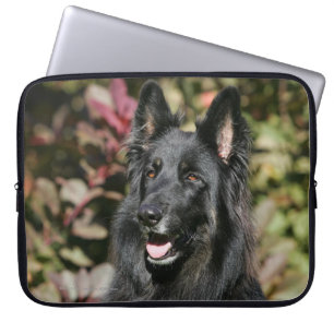 Svart lång Haired tysk herde Laptop Sleeve