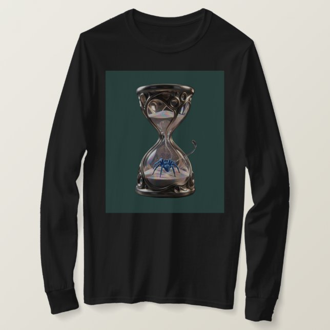 Svart långärmad skjorta design med sand klocka t shirt (Design framsida)