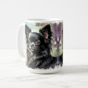 Svart, långfärgad Chihuahua i vattenfärg Kaffemugg