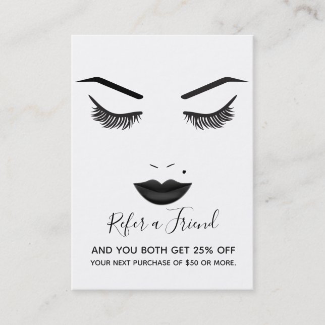 Svart Läppar Makeup Ansikte Lash Läppar Referral S Visitkort (Framsida)