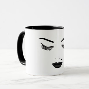 Svart läppstift Smink Ansikte Ögonbryn Läppar Glam Mugg