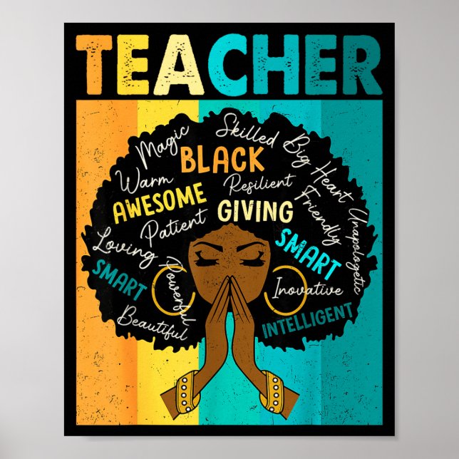 Svart Lärare Magi Svarta Historik Månad Afro Hår Poster (Framsidan)