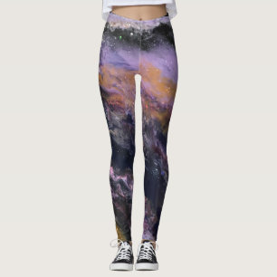 Svart-, lavendel- & persikadamasker - "galax ", leggings