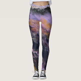 Svart-, lavendel- & persikadamasker - "galax ", leggings