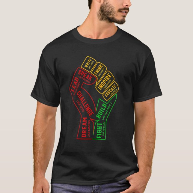 Svart ledare med inspiration, ström, smält Svart H T Shirt (Framsida)