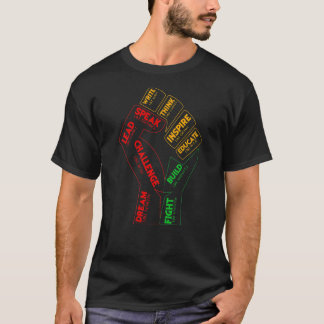 Svart ledare med inspirerande prestanda, snabb och t shirt