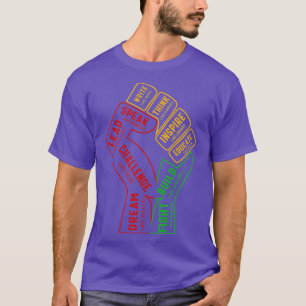 Svart ledare med inspirerande prestanda, snabb och t shirt