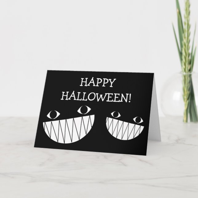 Svart, leende, Halloween-mappat gratulationskort Kort (Framsida)