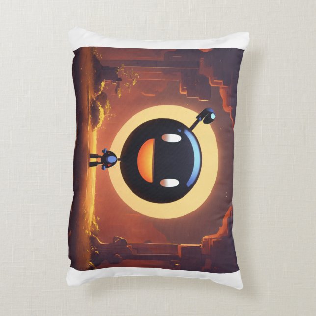 Svart leende: Pillow Prydnadskudde (Baksidan(Vertikal))