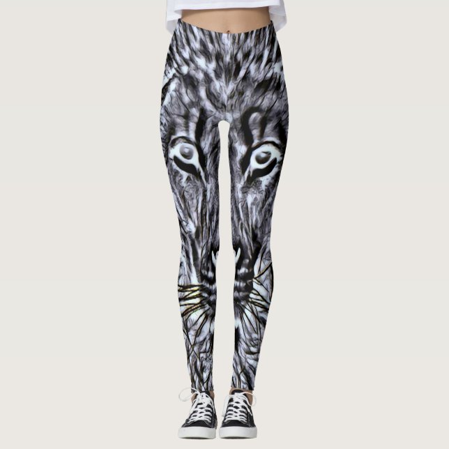 Svart lejon Blacklight Trance Leggings (Framsida)