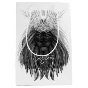 Svart Lejon med Antlers Krona och Monogram