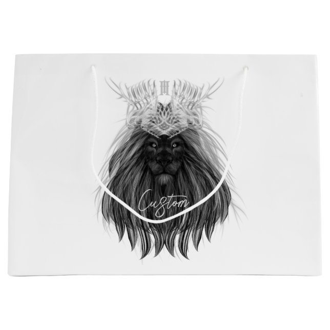 Svart Lejon med Antlers Krona och Monogram (Framsidan)