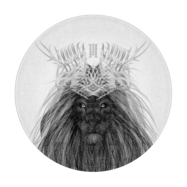 Svart Lejon med Antlers Krona och Monogram (Framsidan)