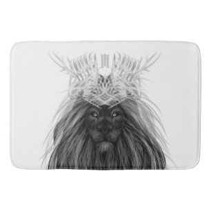 Svart Lejon med Antlers Krona och Monogram Badrumsmatta