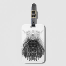 Svart Lejon med Antlers Krona och Monogram Bagagebricka