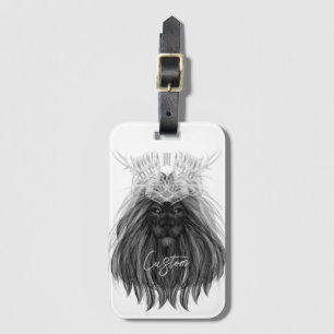 Svart Lejon med Antlers Krona och Monogram Bagagebricka