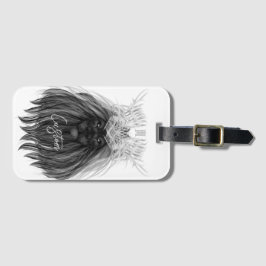 Svart Lejon med Antlers Krona och Monogram Bagagebricka